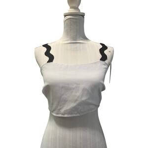 IDOPIP White Crop Top Black Straps Size L NWT